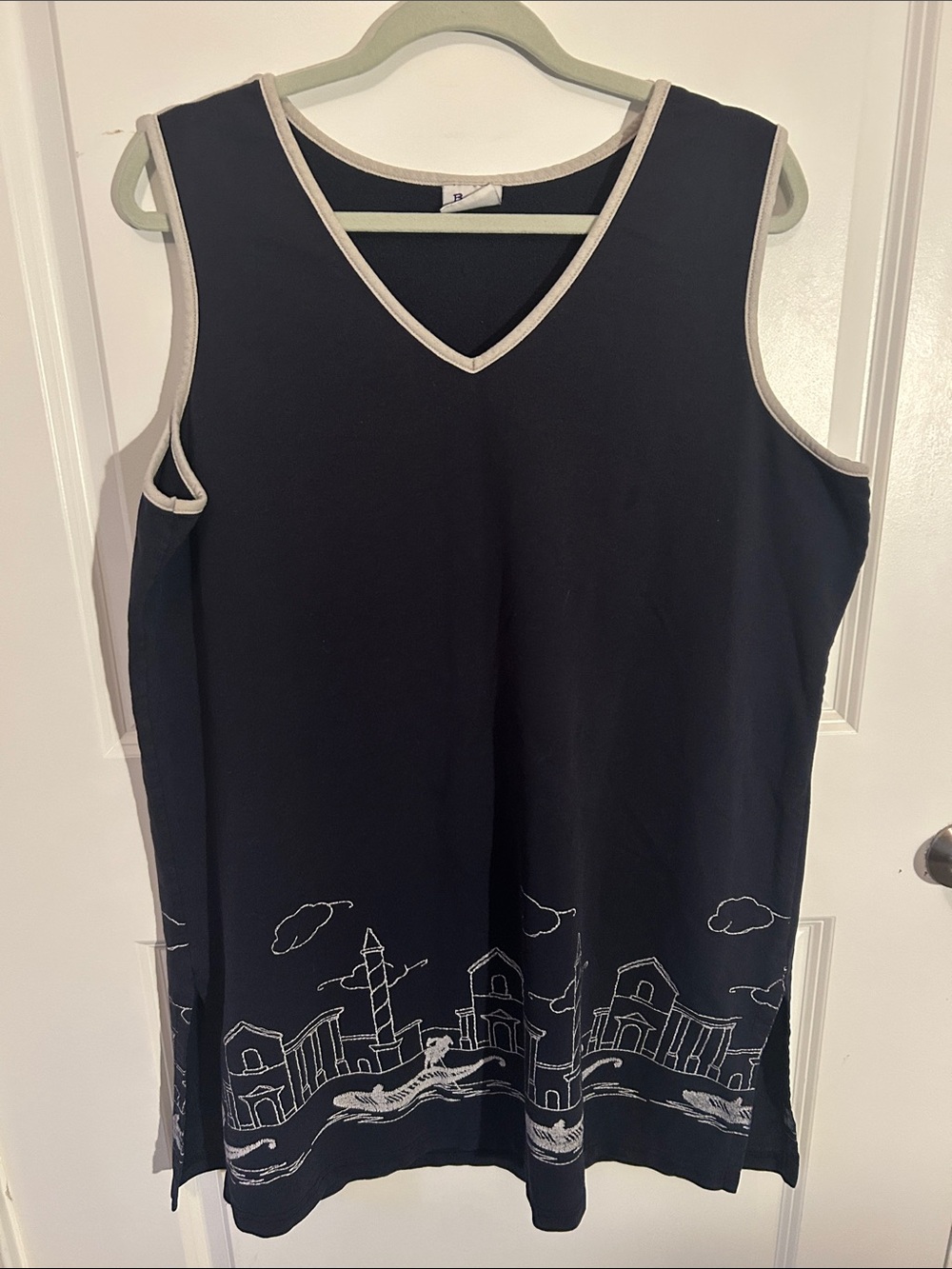 Navy Sleeveless V-Neck Dress with Gondola picture